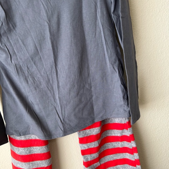 Holiday PJs Set Oh What Fun Gray Red Stripe Snowflake Fleece Long Sleeve Small - Picture 13 of 16